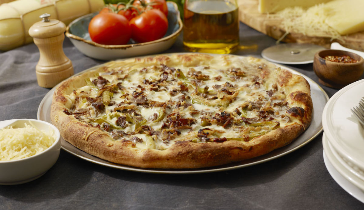 cheese steak pizza