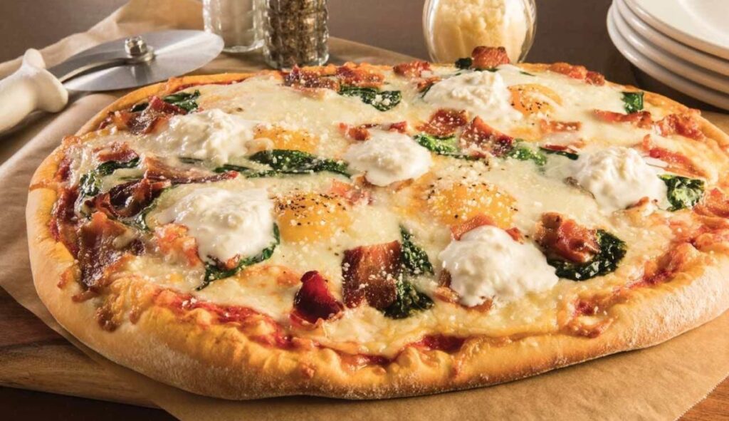 Bacon, Egg and Burrata Brunch Pizza