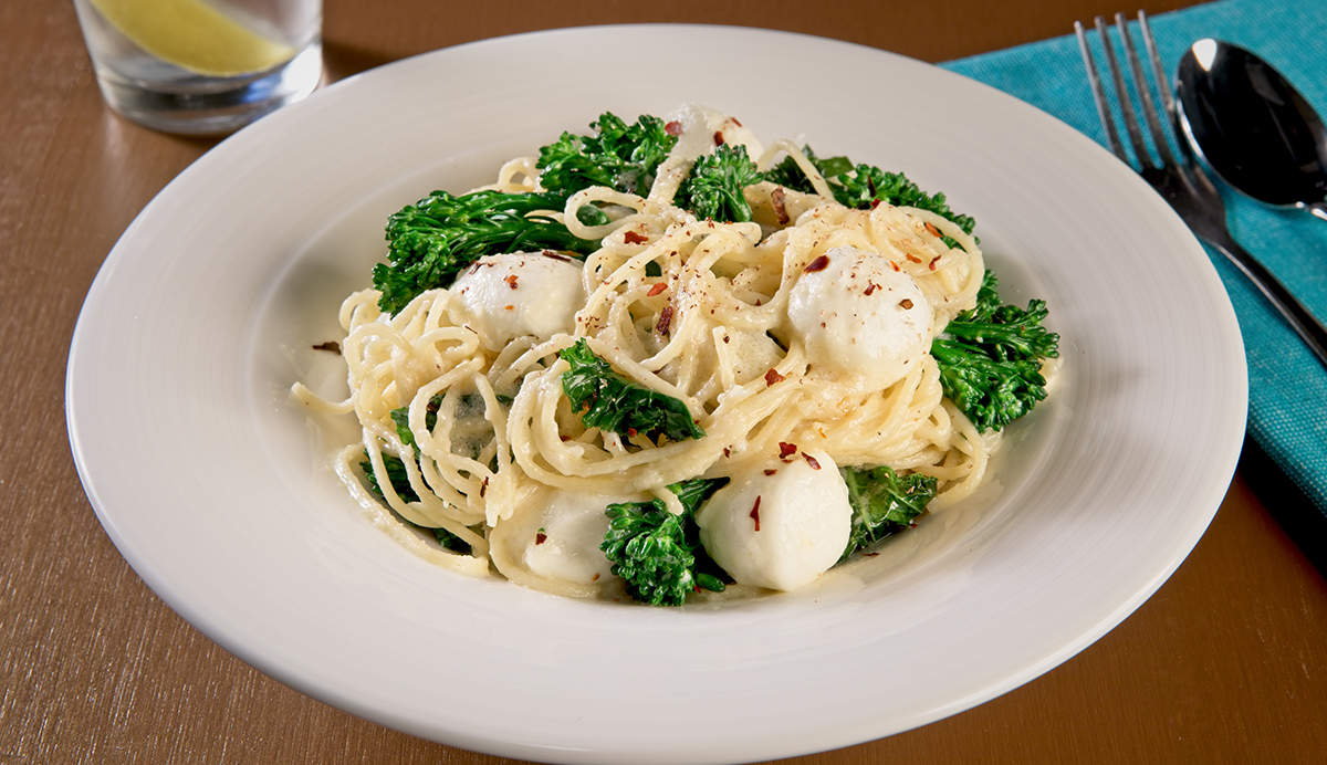Pasta with Broccolini, Kale, and Fresh Mozzarella