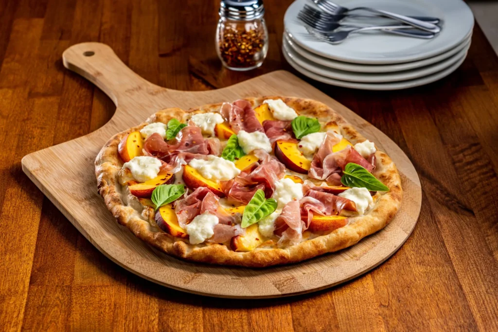 peaches and cream pizza, pizza