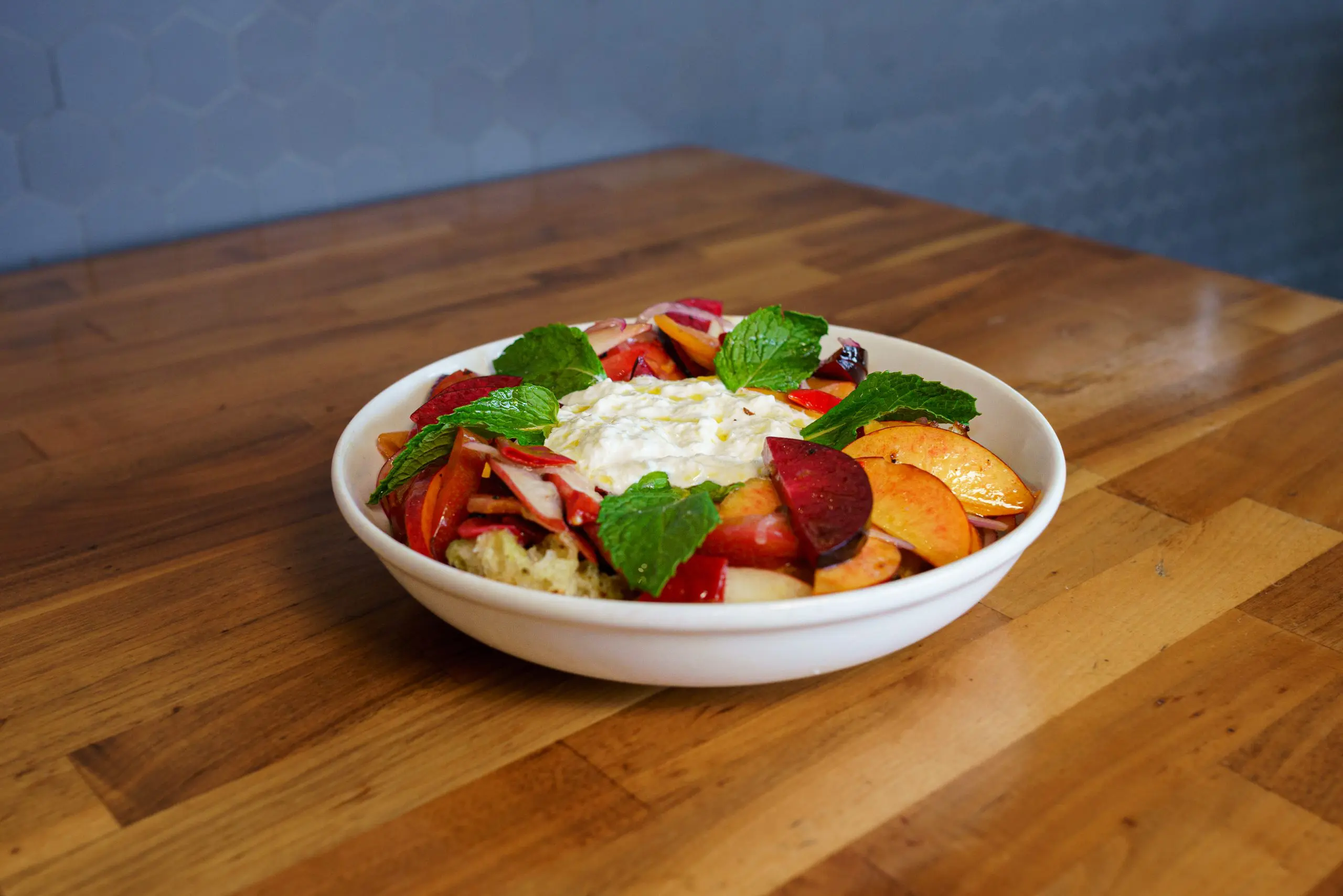 Stone Fruit and Stracciatella Salad