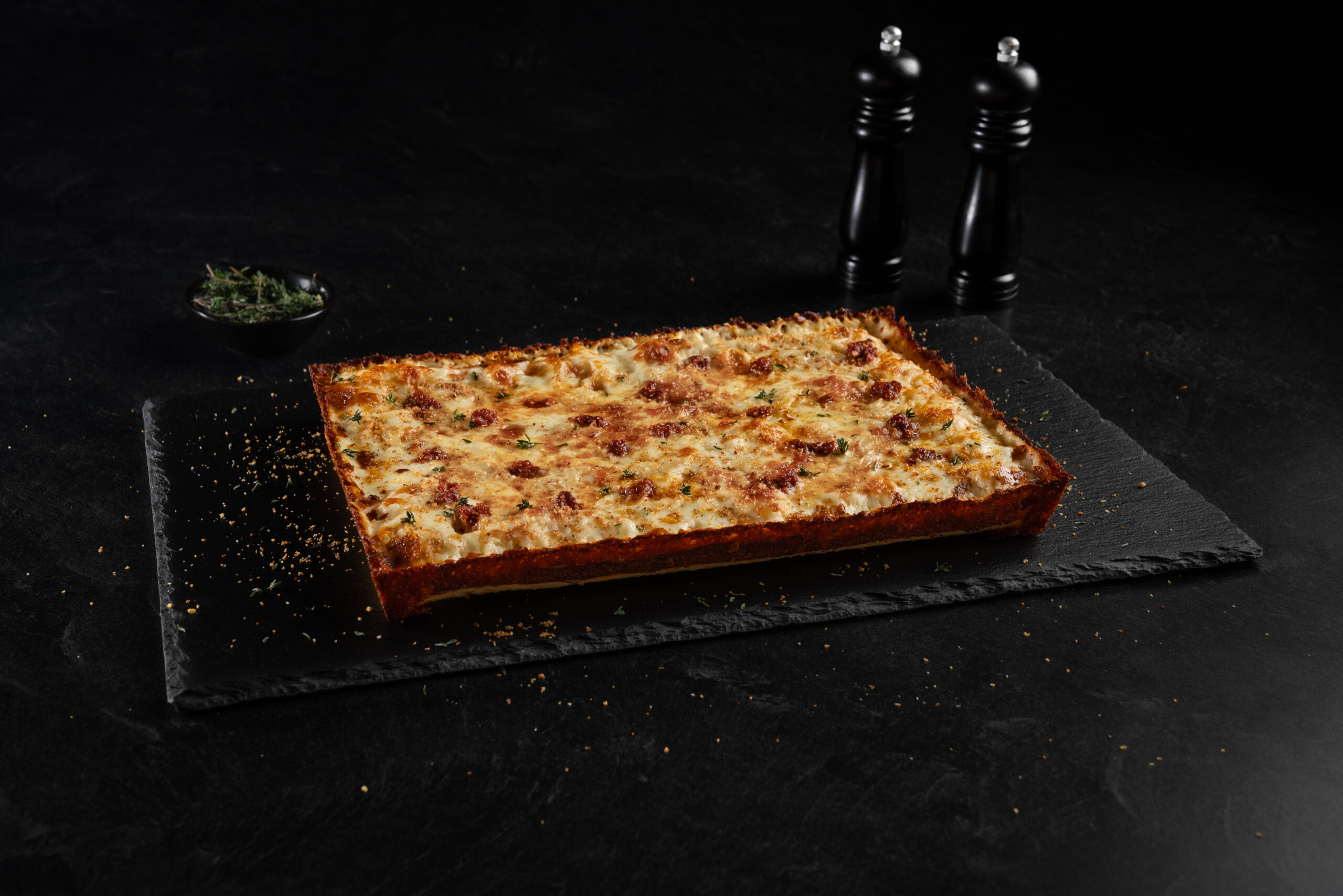 Calabrian Crumble Detroit Pizza